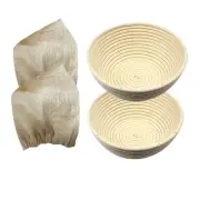 2 Set 7 Inch Bread Banneton Proofing Basket, & 2 Linen Liner