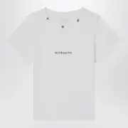 [Givenchy] White Cotton T-shirt With Embroidered Logo 2 Y White