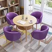 YVYKFZD Round Conference Table, Office Reception Room Club Table and Chair Set, Simple Kitchen Dining Table Set with Storage Shelf, Small Conference Room Table Save Space(Purple)