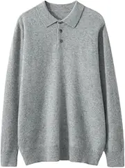 [Zadaos] Men's 100% Cashmere Sweater Pullover Casual Loose Knitted Large Top Underlay Jacket Shirt Light Gray9 M