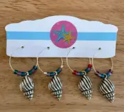 Seashell Wine Charms, Conch Shell Wine Charms, Beach Wine Charms, Beach Life