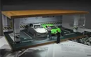 1:32 Wooden Acrylic Simulation Parking lot Model Alloy car Scene Toy Display Stand Ornaments Display Case Model Garage Desktop(Green 4 Parking Spaces)