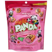 New Meiji Hello Panda Strawberry Creme Center Crunchy Shell Bite Cookies 7oz