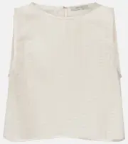 [Asceno] Asceno Kobe checked cotton and linen crop top AU 8 white
