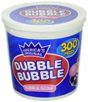 Dubble Bubble Bubble Gum 47.6 Ounce Value Tub 300 Individually Wrapped Pieces