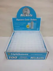 Box of 100 Lighthouse Square Coin Tubes Nickels Liberty V Buffalo Jefferson 21mm