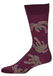 Paul Smith Men's Socks Burgundy Big Palm Cotton/Spandex MSRP $30.00