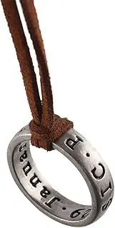 [NWSOJ] Uncharted 4 Nathan Drake Ring Necklace for Men with Adjustable Leather Cord Handmade, Metal