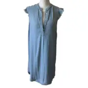 Splendid NWT Light Blue Sleeveless Raw Hem Shift Dress Womens Size Small NEW