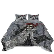 Fantasy Art Winter Fairy and Her Wolf and Dragon Coverlet