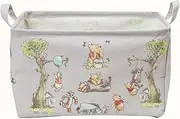Winnie Storage Nursery Basket, Large Square Canvas Laundry Hamper With A Waterproof PE Coating, Foldable, for Kids, Boys and Girls, Bathroom and Bedroom Set, Clothes,Toys Bin（Grey）