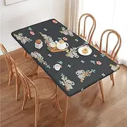 Cute Koala Flower Tree Rectangular Tablecloth Table Cover for 4 Foot Tables, Waterproof Fitted Elastic Edged Table Cloth for Indoor Outdoor Party Wedding Picnic Patio, 4 Ft/48x30 inch
