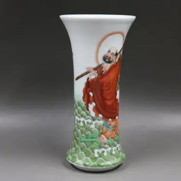清乾隆年制粉彩描金萬花不落地四方花瓶仿古觀賞瓷器擺件古董古玩1入