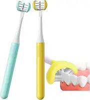 2 Pieces 3 Sided Autism Toothbrush Three Bristles for Special Needs Adult Soft Bristles Soft and Gentle for Complete Tooth and Gum Care (2 pieces)