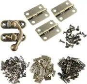 60pcs Small Box Hinges and 30 Sets Antique Right Latch Hook Hasp Small-30 Set