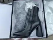 Nasty Gal Womens Sz 5 Flare for Dramatics Patent Square Toe Boots Black -NIB