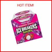 ICE BREAKERS Sours Assorted Fruit Flavored Sugar Free Mints Tins, 1.5 oz (8ct)