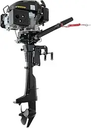 4 Stroke 6HP Short Shaft Outboard Motor Engine,140CC Outboard Boat Motor Fishing Boat Engine Motor with Air Cooling TCI Ignition System Manual Start Tiller Control for Fishing Boat Kayak Engine