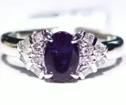 Vintage 1.80CT Platinum Natural White Diamond Alexandrite Engagement Ring Halo