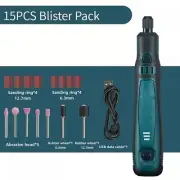 15Pcs 3.6V Cordless Electric Mini Drill Grinder Engraving Pen Rotary Tool Kit