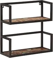 Solid Reclaimed Wood Wall Shelf, 55x20x55 cm Floating Iron Storage Display for Bathroom, Bedroom, Living Room Home Decor, Space-Saving Versatile Mounted Solution
