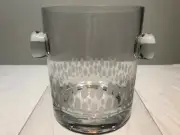 Ice bucket, Heavy etched glass, Beach pebble design, New,