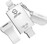 JSL JDTDC 128GB Apple MFi Certified iPhone-Photo-Stick, 3 in 1 USB C Photo-Stick-for-iPhone-USB-Flash-Drive Memory-Stick JD Thumb Drive iPhone Backup Stick for iPhone 16 15 14 13 12 iPad Android PC