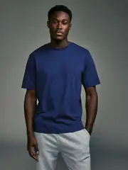 Blue Rich Regular Fit Essential Crew Neck Cotton T-Shirt (E00185) | $15