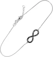 [Claddagh Gold] 925 Sterling Silver Black CZ Infinity Pendant Bracelet (19cm - 20cm)