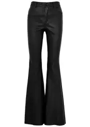 Alice + Olivia Brent Flared Leather Trousers - Black - 8 (UK 12 / M) 8 (UK 12 / M)