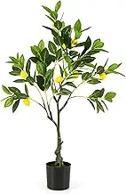 Giantex Artificial Lemon Tree, 80cm Tall Fake Plant w/Lemon Fruits, Cement Pot, Greenery Potted Plant, Free Maintenance, Faux Floor Plant Indoor Home Living Room Porch Office Decor (80 cm Height)