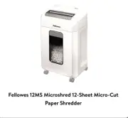Fellowes 4630001 Microshred 12 Sheet Micro-Cut Paper Shredder - White