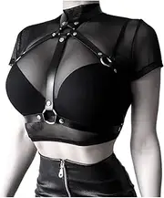 [CAMIXGQN] Body Leather Bra Suspenders Harness Women Lingere Harajuku Sexy Thigh Garter Belts Adjustable