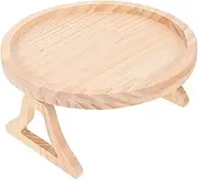 MAGICLULU Dessert Serving Tray Couch Snacks Table Wood Arm Tray Sofa Table Couch Cup Holder