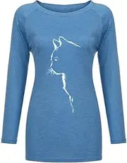 [N\P] NP Women Clothes Spring Summer Casual Women's Shirt Print Long Sleeve Blue