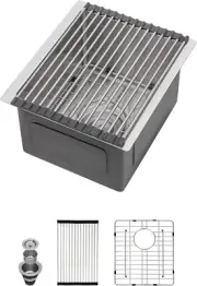 Lordear 13x15 Inch Undermount Stainless Steel Kitchen Sink Single Bowl Bar Prep