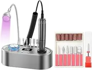 CHAOFLIGHT Electric Nail Drill Machine, 40000RPM Professional Efile Nail Drill Kit for Gel Acrylic Nails with LCD Screen and UV Nail Lamp Toenail Grinder Manicure Pedicure Polishing Shape for Home Salon