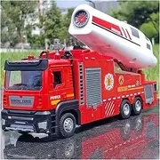 Die-cast Alloy Diecast 1:32 Fire Engine Engineering Car Model 2 Doors Opened Sound Light Pull Back Simulation Mini Vehicle Miniature Vehicle