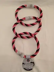 Three Ring Pet Dog Puppy Pull Toss Tug Fetch Toy Pink Black