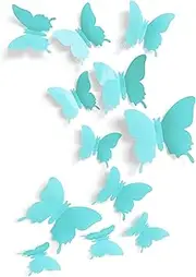 Cute Butterfly Wall Decor 24 pcs, Girls Room Wall Decals, Danish Pastel Aesthetic Butterflies Stickers for Nursery Decorations, Baby Toddler Room Decor for Girls Blue