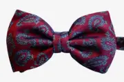 ️NEW Auth BRIONI Red/Blue PAISLEY 100% SILK Jacquard Men's Pre-Tied BOW TIE