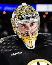 Jeremy Swayman Close Up Mask Boston Bruins 8x10 NHL Hockey Photo