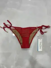 NEW! Beach Bunny RED Hard Summer Large Tie Side Bottom Bikini