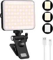 Selfie Light Clip-on LED Lights Rechargeable Portable Mini Selfie Light with Front & Back Phone Clip No More Bulky Selfie Ringlight Portable Clip on Light for Live Stream Makeup and YouTube
