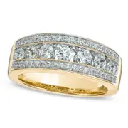 1.0 CT. T.W. Natural Diamond Seven Stone Band in Solid 14K Gold