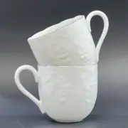 Set of 2 Yumi Katsura White Raised Design Porcelain Mugs