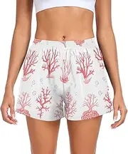 [FRODOTGV] Pink Coral Women Athletic Shorts with Pockets Golf Shorts for Soccer Teenis Exercise Indoor S