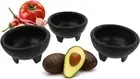 Black 3-Legged Plastic Molcajete Salsa Bowls for Homemade Dips, Party Foods, Pic