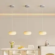 Oninio Modern LED Pendant Light Fixture 12W Oval Minimalist Chandelier White Creative Ceiling Pendant Lamp Atmosphere Hanging Lamp for Kitchen Island Living Room Bedroom Dining Room Bar(1-Pack)