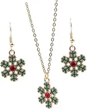 [Ipetboom] 1 Set Christmas Snowflake Jewelry Women Necklace and Earring Costume Accessory for Holiday Parties and Family Gatherings